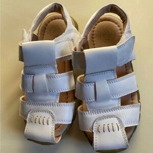 Kids White Leather  Sandals